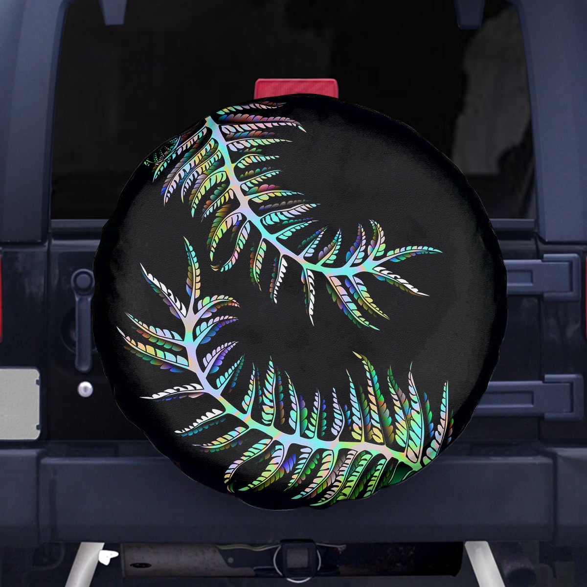 New Zealand Spare Tire Cover Aotearoa Silver Fern Mixed Papua Shell Green Vibe LT9 Green - Polynesian Pride