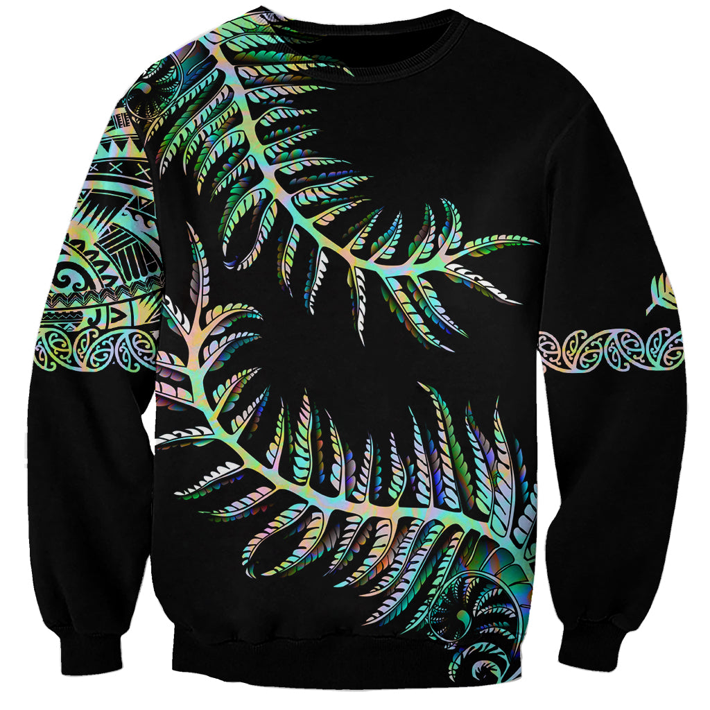 New Zealand Sweatshirt Aotearoa Silver Fern Mixed Papua Shell Green Vibe LT9 Unisex Green - Polynesian Pride