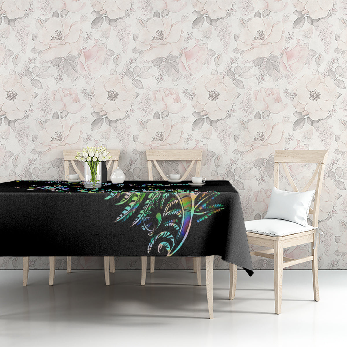 New Zealand Tablecloth Aotearoa Silver Fern Mixed Papua Shell Green Vibe LT9 - Polynesian Pride