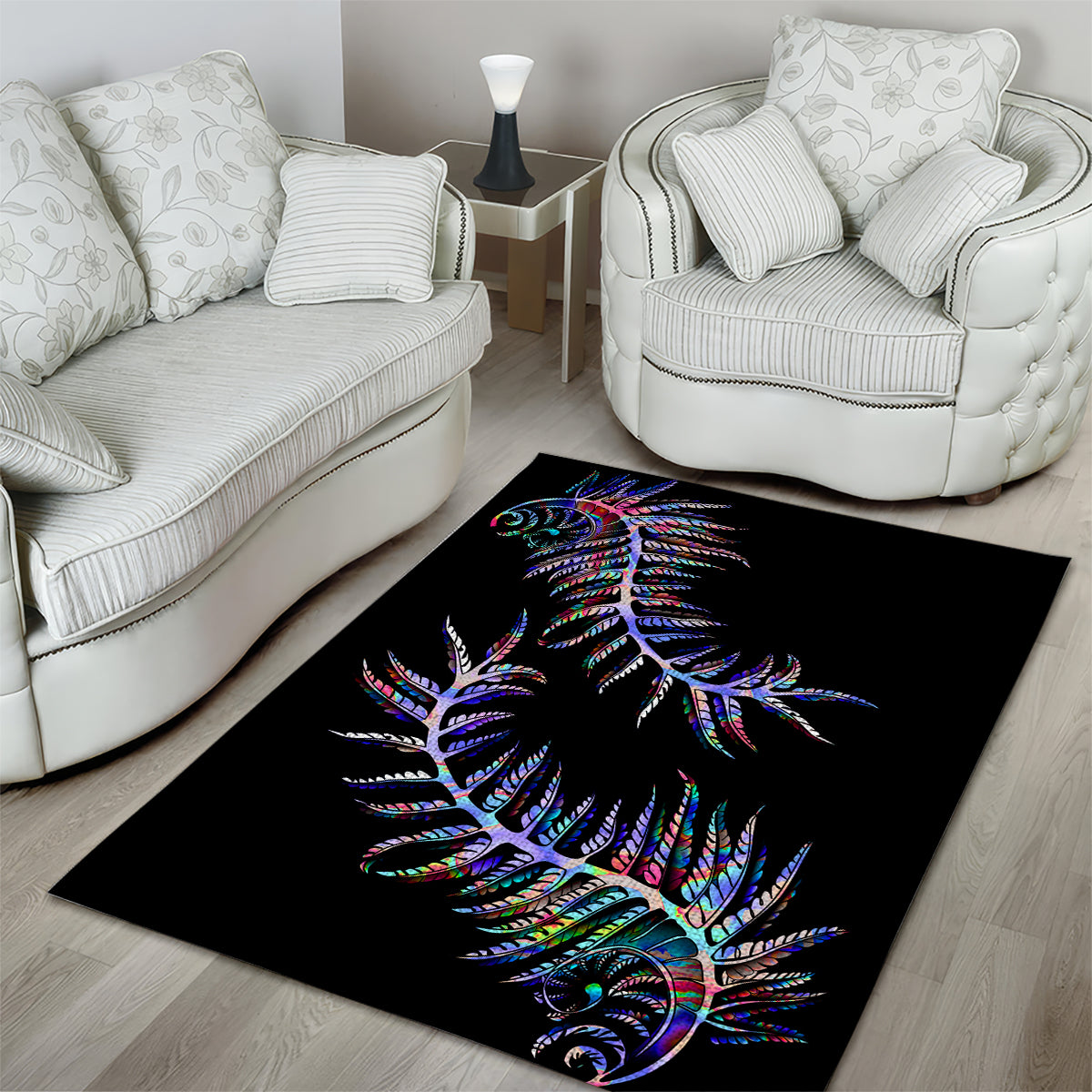 New Zealand Area Rug Aotearoa Silver Fern Mixed Papua Shell Purple Vibe LT9 - Polynesian Pride