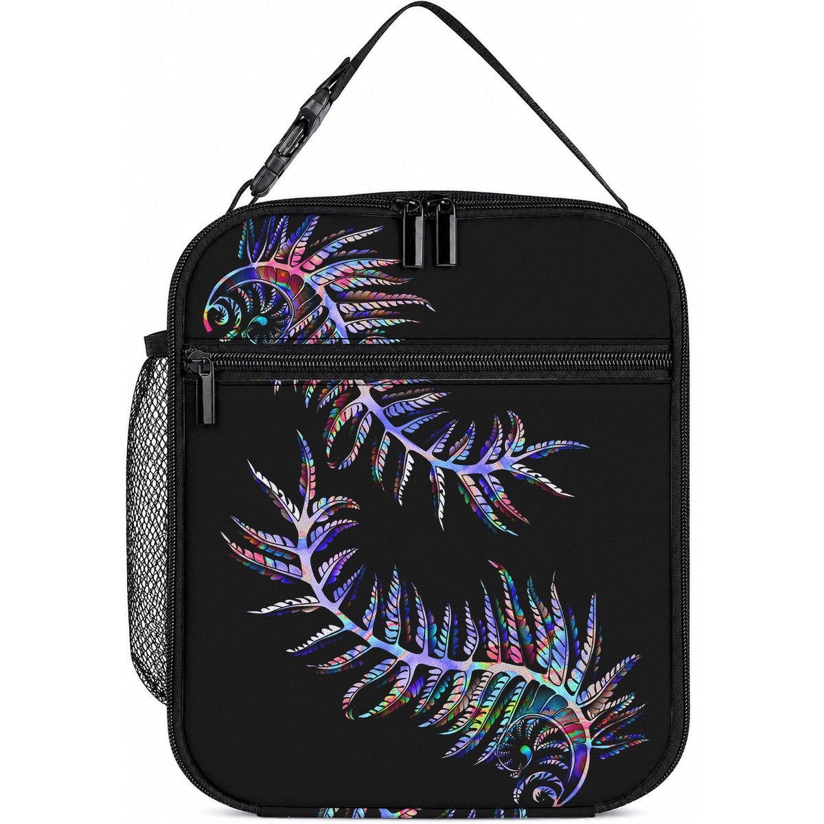 New Zealand Lunch Bag Aotearoa Silver Fern Mixed Papua Shell Purple Vibe LT9 10.2 × 8.3 × 4.3 inch Purple - Polynesian Pride