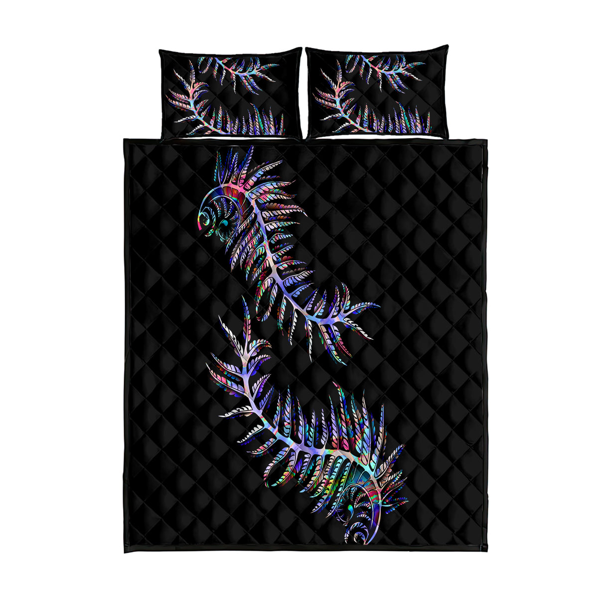 New Zealand Quilt Bed Set Aotearoa Silver Fern Mixed Papua Shell Purple Vibe LT9 Purple - Polynesian Pride