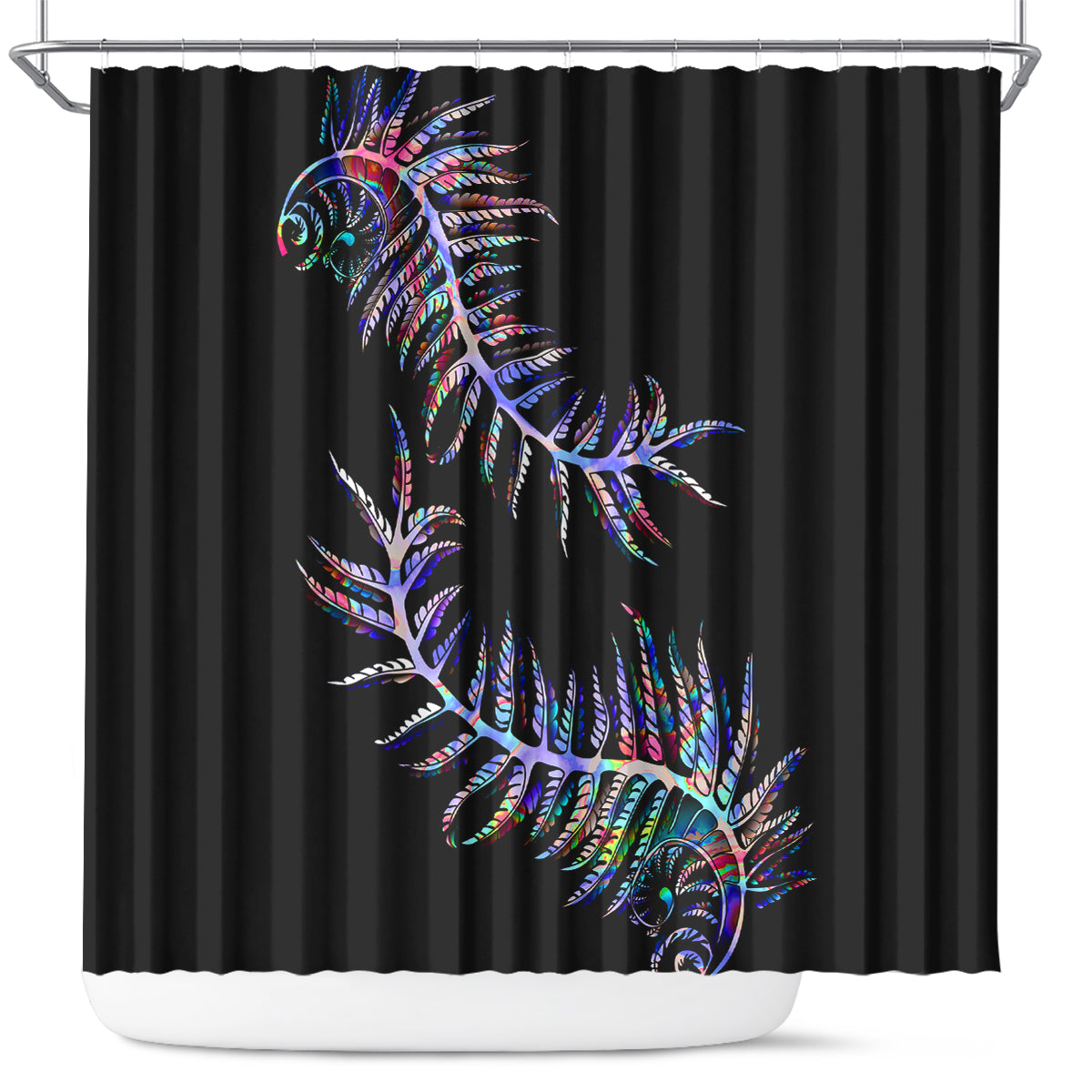 New Zealand Shower Curtain Aotearoa Silver Fern Mixed Papua Shell Purple Vibe LT9 Purple - Polynesian Pride