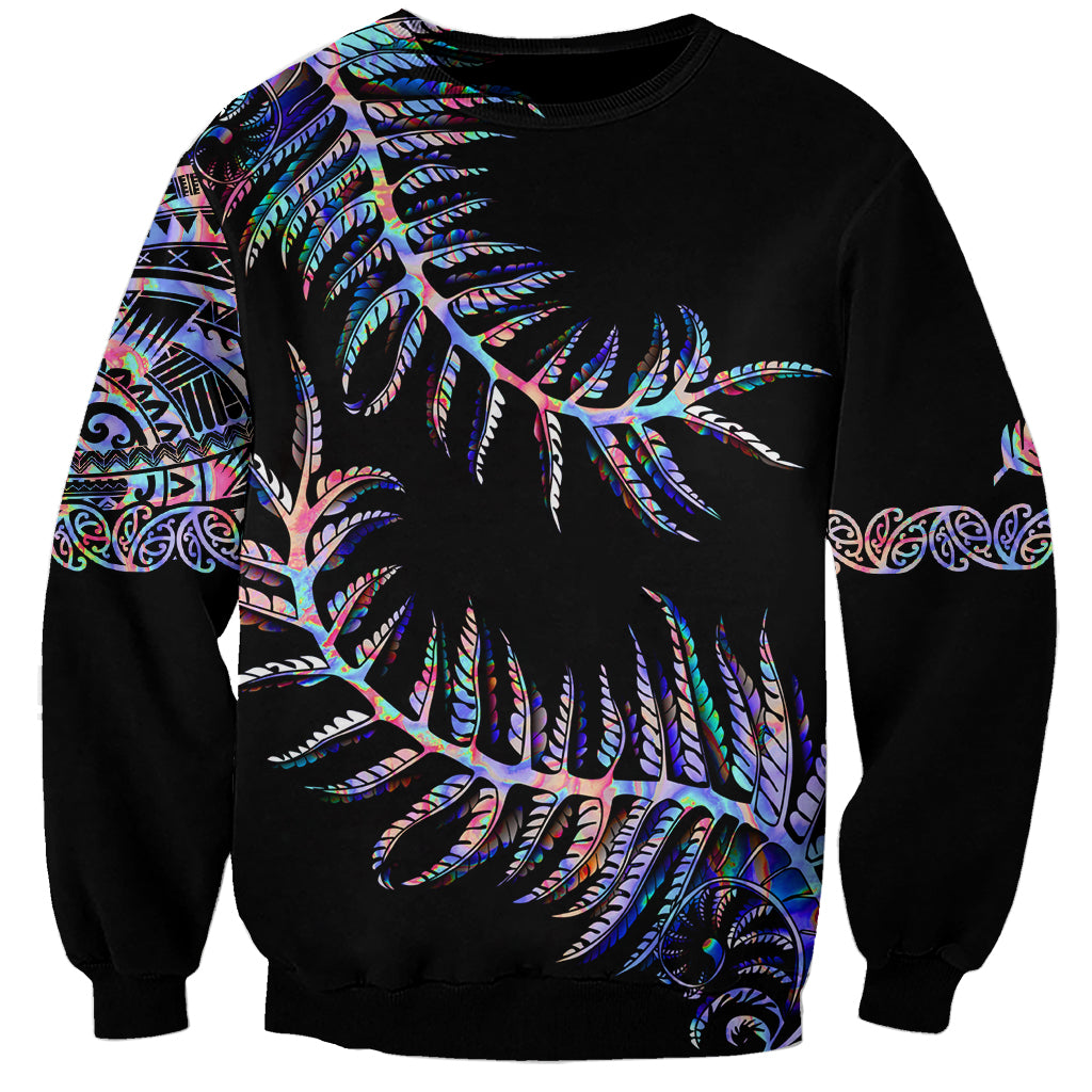 New Zealand Sweatshirt Aotearoa Silver Fern Mixed Papua Shell Purple Vibe LT9 Unisex Purple - Polynesian Pride