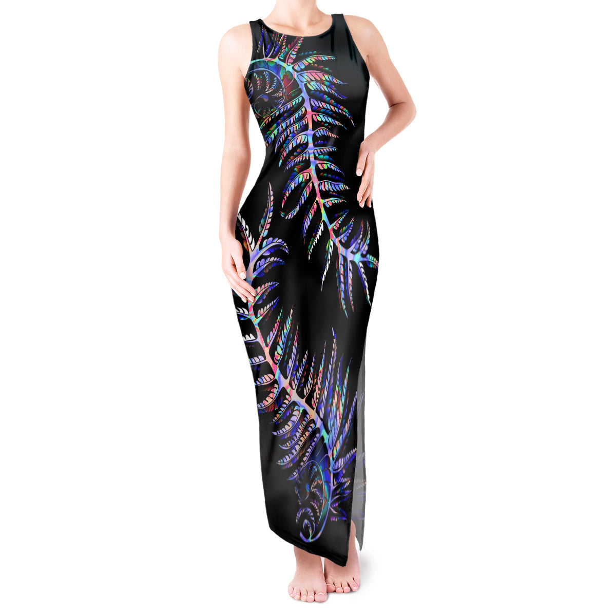 New Zealand Tank Maxi Dress Aotearoa Silver Fern Mixed Papua Shell Purple Vibe LT9 Women Purple - Polynesian Pride