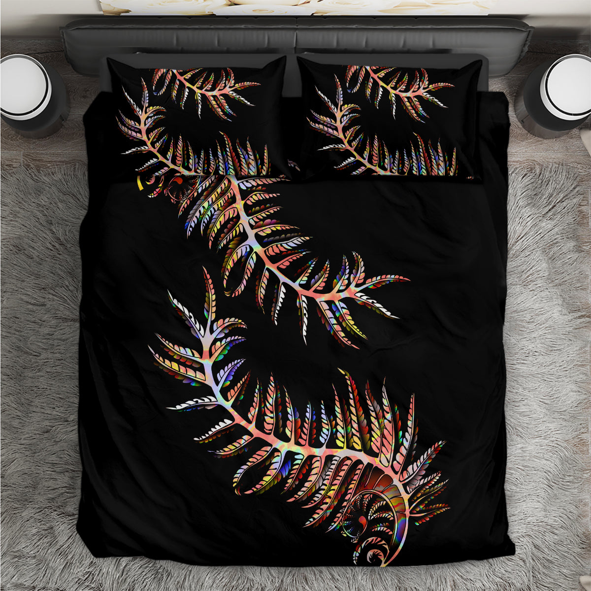 New Zealand Bedding Set Aotearoa Silver Fern Mixed Papua Shell Red Vibe LT9 Red - Polynesian Pride