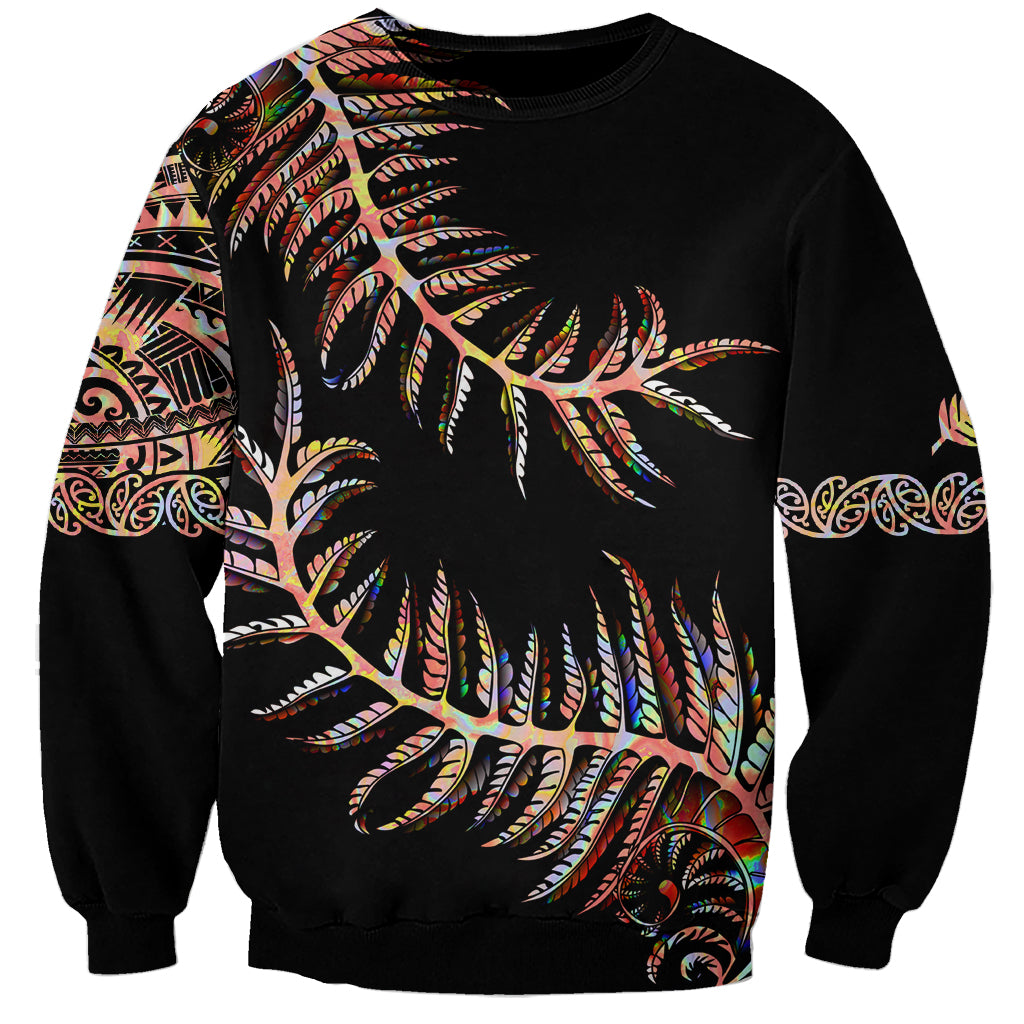 New Zealand Sweatshirt Aotearoa Silver Fern Mixed Papua Shell Red Vibe LT9 Unisex Red - Polynesian Pride