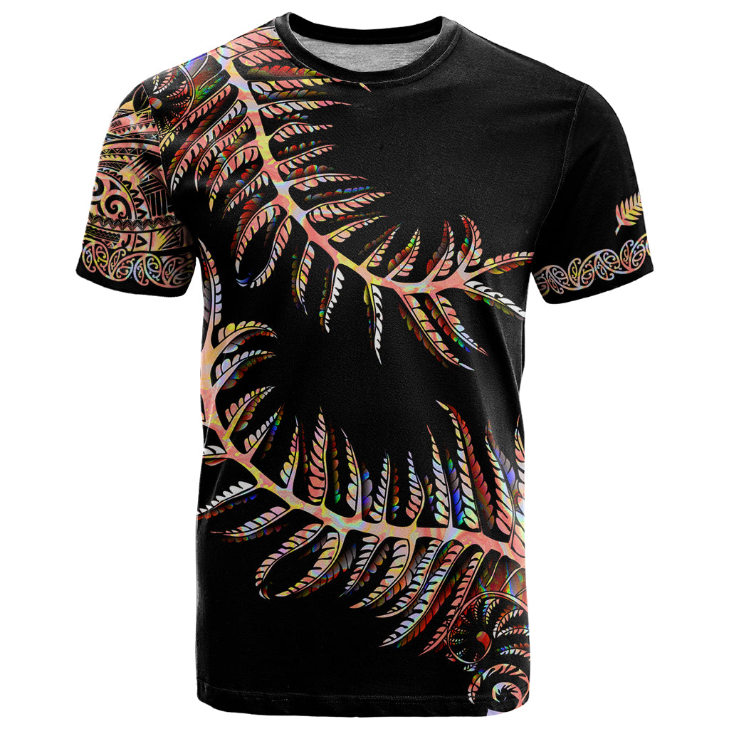 New Zealand T Shirt Aotearoa Silver Fern Mixed Papua Shell Red Vibe LT9 Red - Polynesian Pride