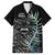 New Zealand Rugby Family Matching Off Shoulder Maxi Dress and Hawaiian Shirt NZ Black Fern Champions History With Papua Shell LT9 Dad's Shirt - Short Sleeve Black - Polynesian Pride