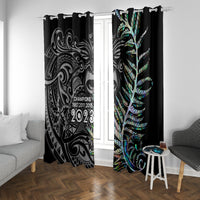New Zealand Rugby Window Curtain NZ Black Fern Champions History With Papua Shell LT9 With Grommets Black - Polynesian Pride