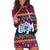 Personalised Guam Christmas Hoodie Dress Felis Pusgua Santa Beach Polynesian Pattern LT9 Blue - Polynesian Pride