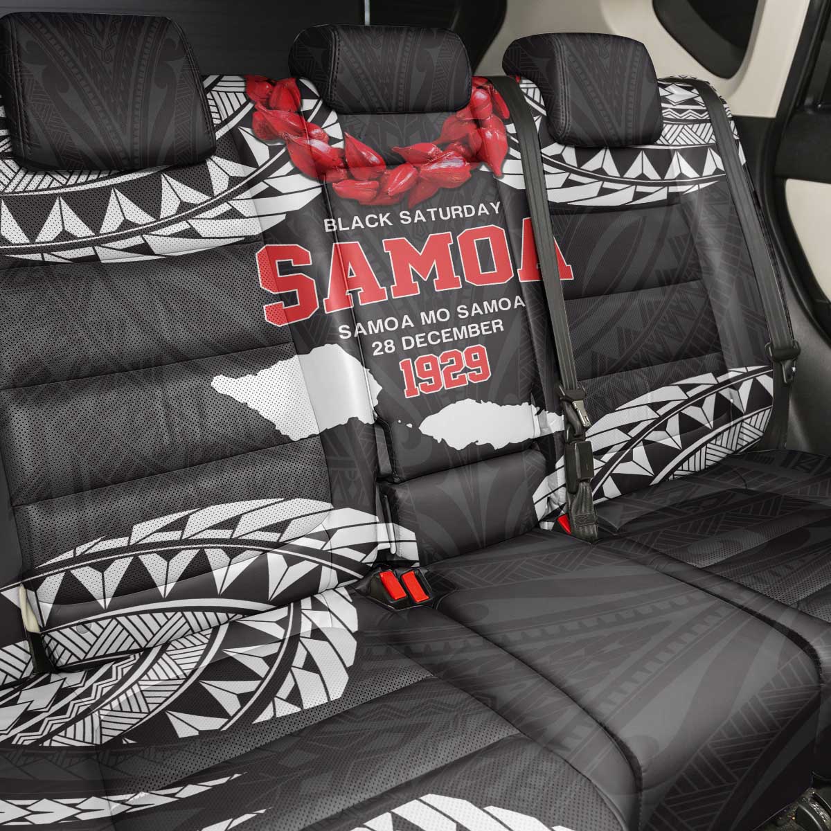 Samoa Black Saturday Back Car Seat Cover Samoa mo Samoa with Black Ula Fala LT9 - Polynesian Pride