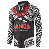 Samoa Black Saturday Button Sweatshirt Samoa mo Samoa with Black Ula Fala LT9 - Polynesian Pride