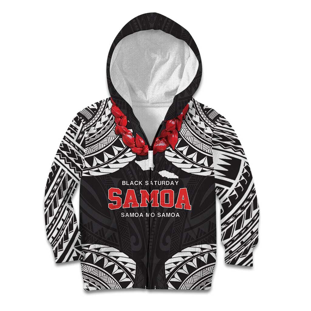Samoa Black Saturday Kid Hoodie Samoa mo Samoa with Black Ula Fala LT9 Zip Hoodie Black - Polynesian Pride