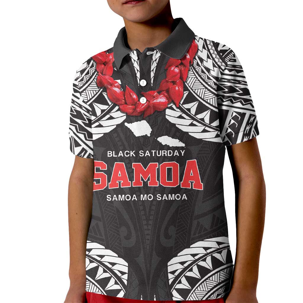 Samoa Black Saturday Kid Polo Shirt Samoa mo Samoa with Black Ula Fala LT9 Kid Black - Polynesian Pride