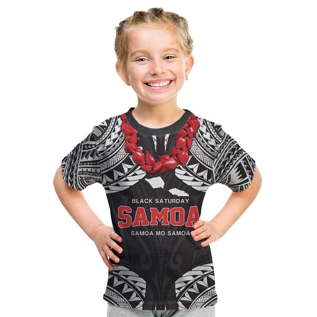 Samoa Black Saturday Kid T Shirt Samoa mo Samoa with Black Ula Fala LT9 Black - Polynesian Pride