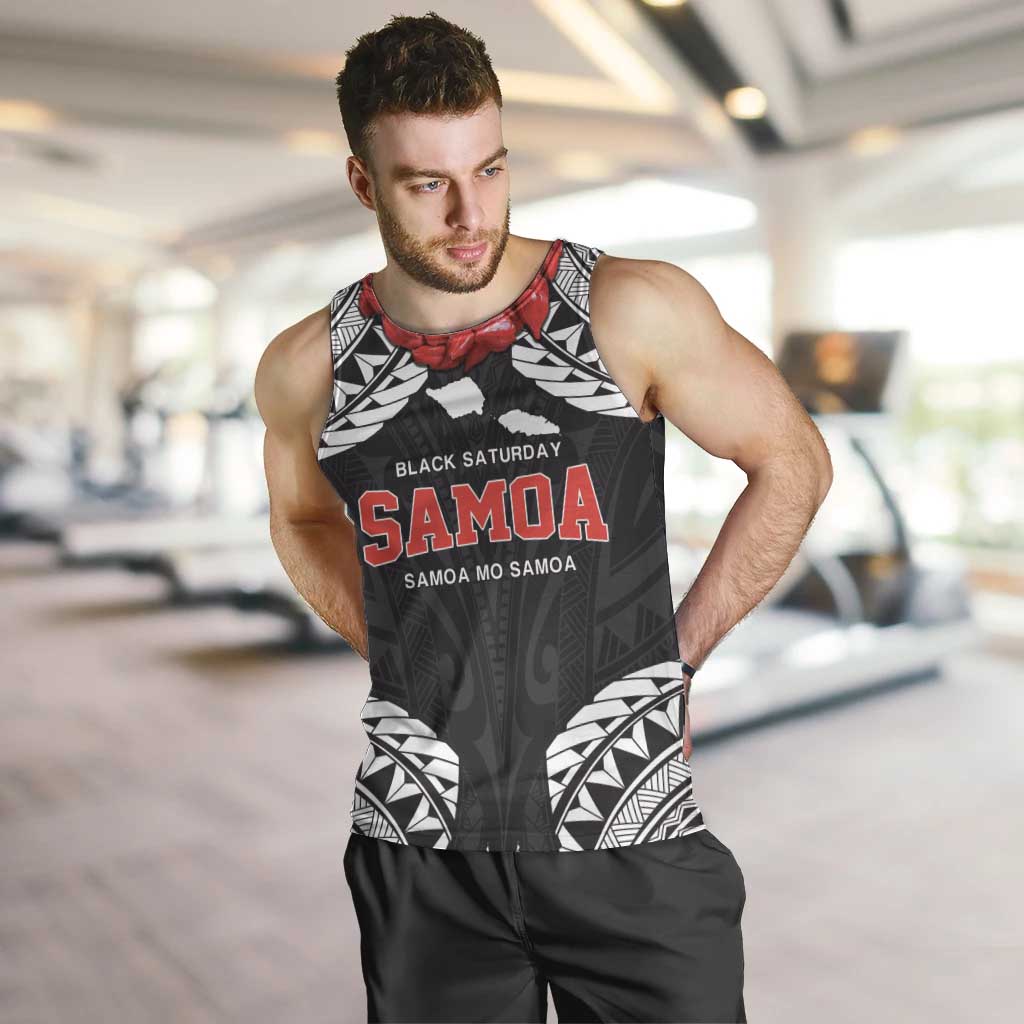 Samoa Black Saturday Men Tank Top Samoa mo Samoa with Black Ula Fala LT9 Black - Polynesian Pride