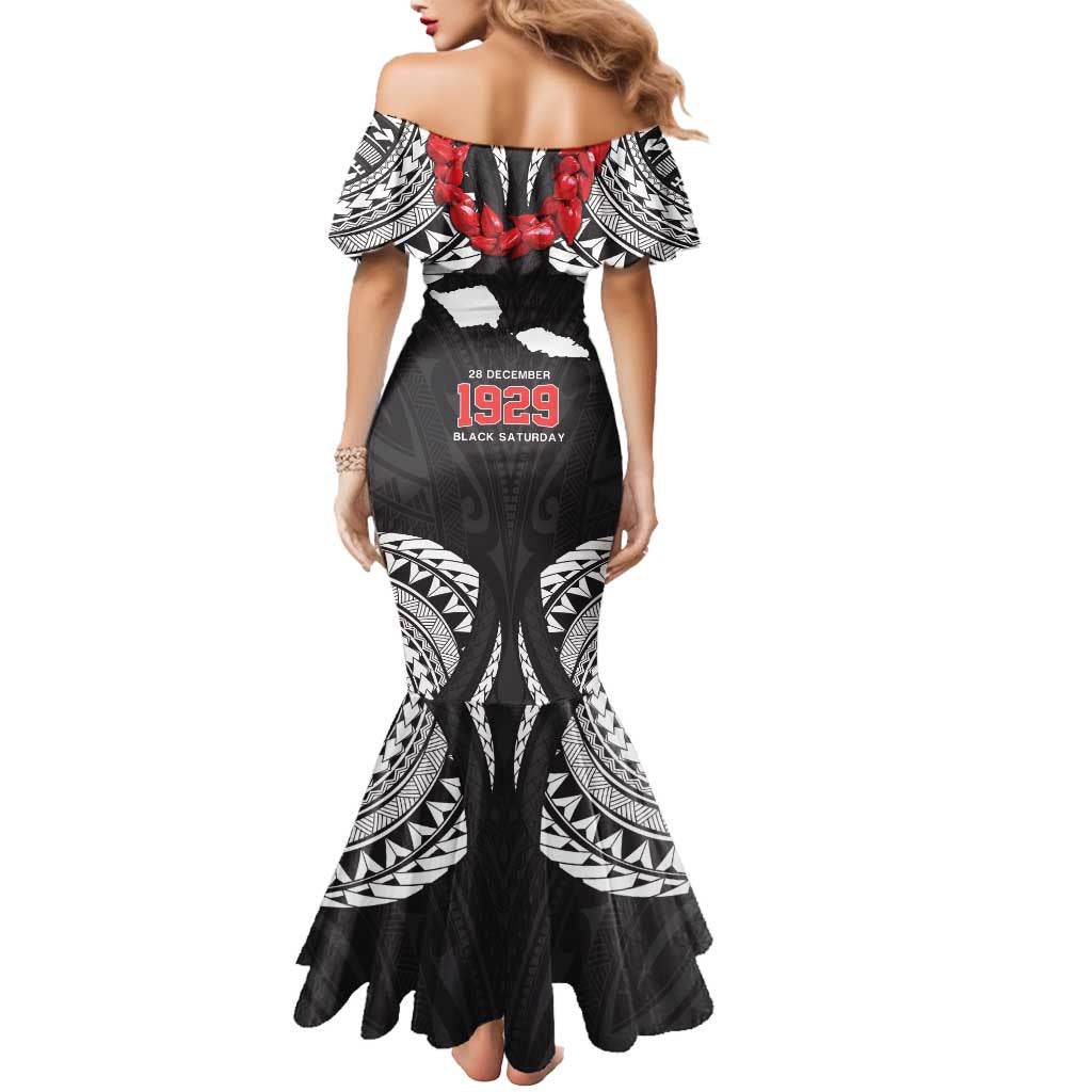 Samoa Black Saturday Mermaid Dress Samoa mo Samoa with Black Ula Fala LT9 - Polynesian Pride