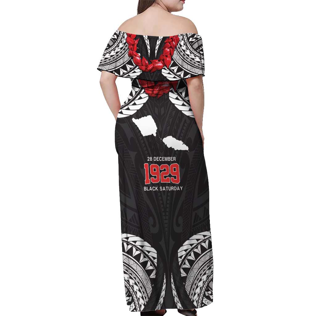 Samoa Black Saturday Off Shoulder Maxi Dress Samoa mo Samoa with Black Ula Fala LT9 - Polynesian Pride