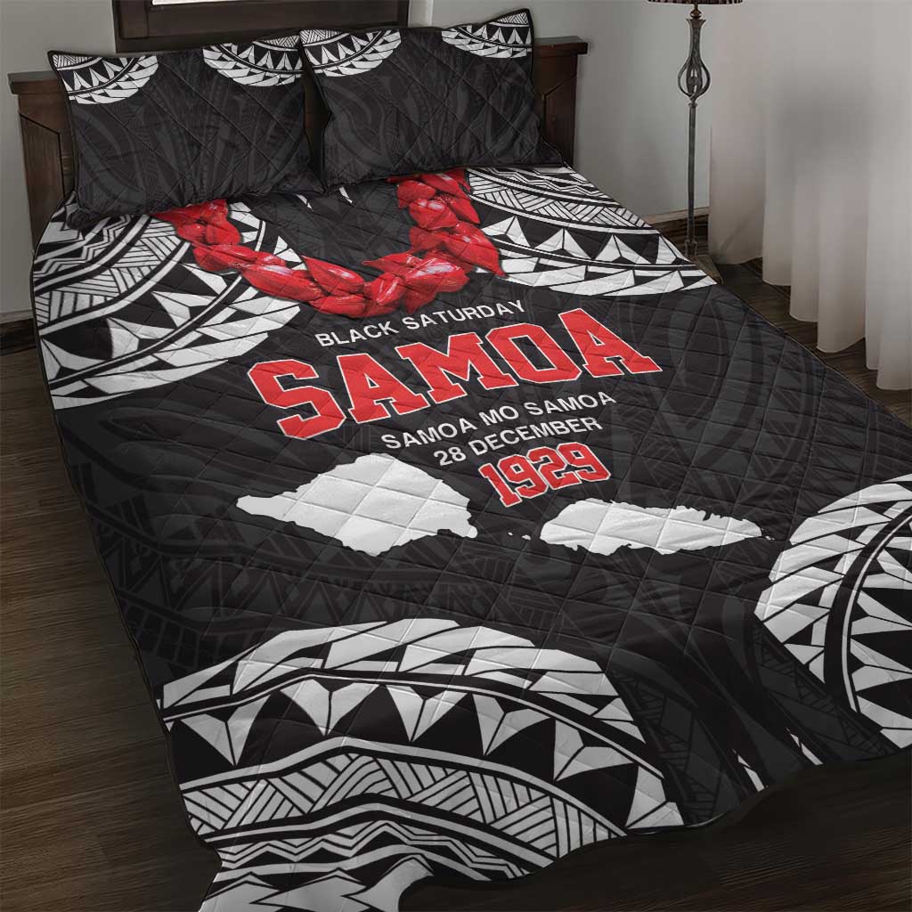 Samoa Black Saturday Quilt Bed Set Samoa mo Samoa with Black Ula Fala LT9 Black - Polynesian Pride