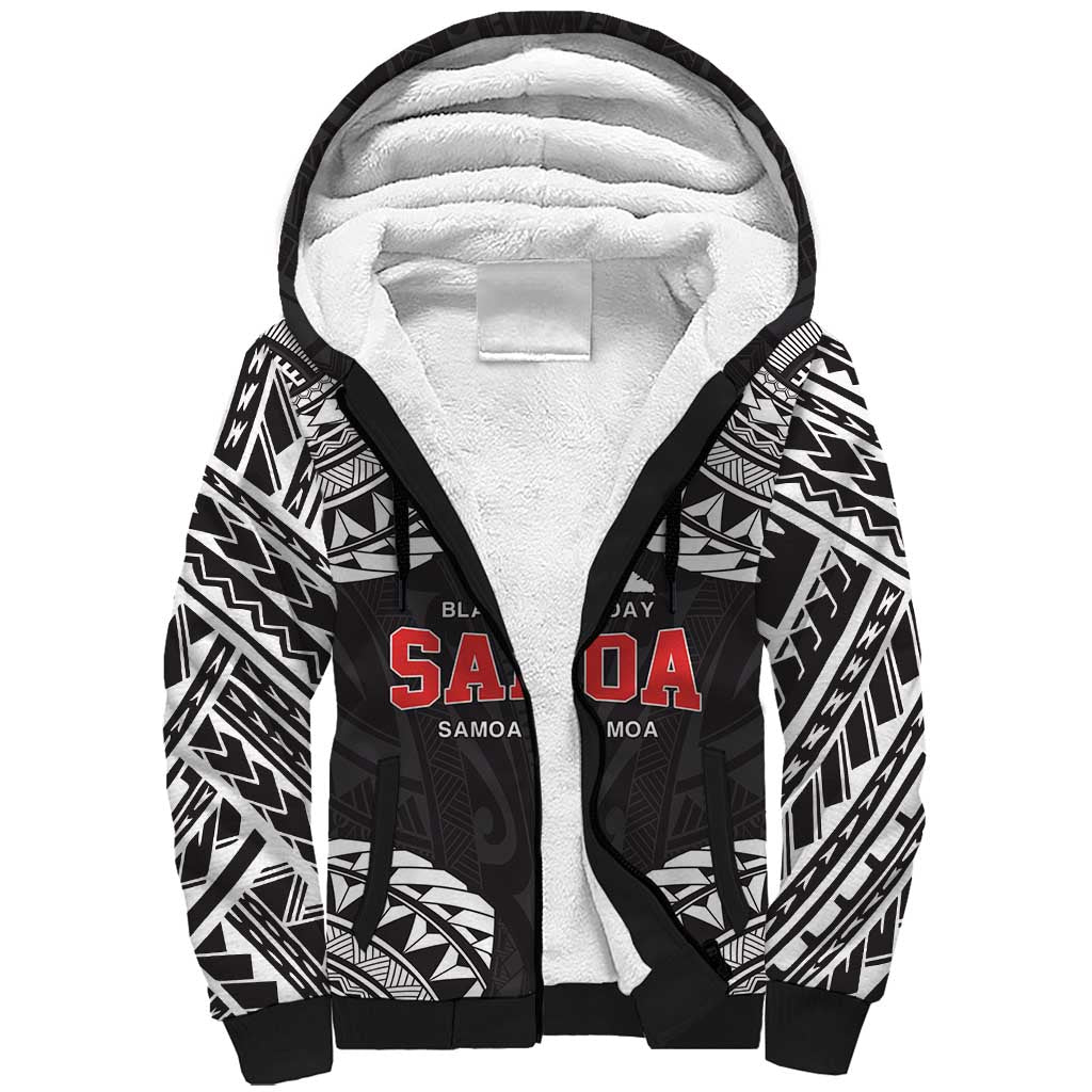 Samoa Black Saturday Sherpa Hoodie Samoa mo Samoa with Black Ula Fala LT9 Unisex Black - Polynesian Pride