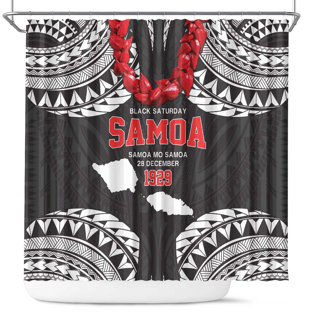 Samoa Black Saturday Shower Curtain Samoa mo Samoa with Black Ula Fala LT9 Black - Polynesian Pride