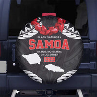 Samoa Black Saturday Spare Tire Cover Samoa mo Samoa with Black Ula Fala LT9 - Polynesian Pride
