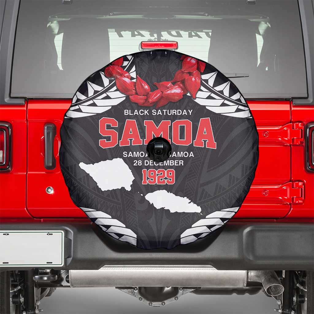 Samoa Black Saturday Spare Tire Cover Samoa mo Samoa with Black Ula Fala LT9 - Polynesian Pride