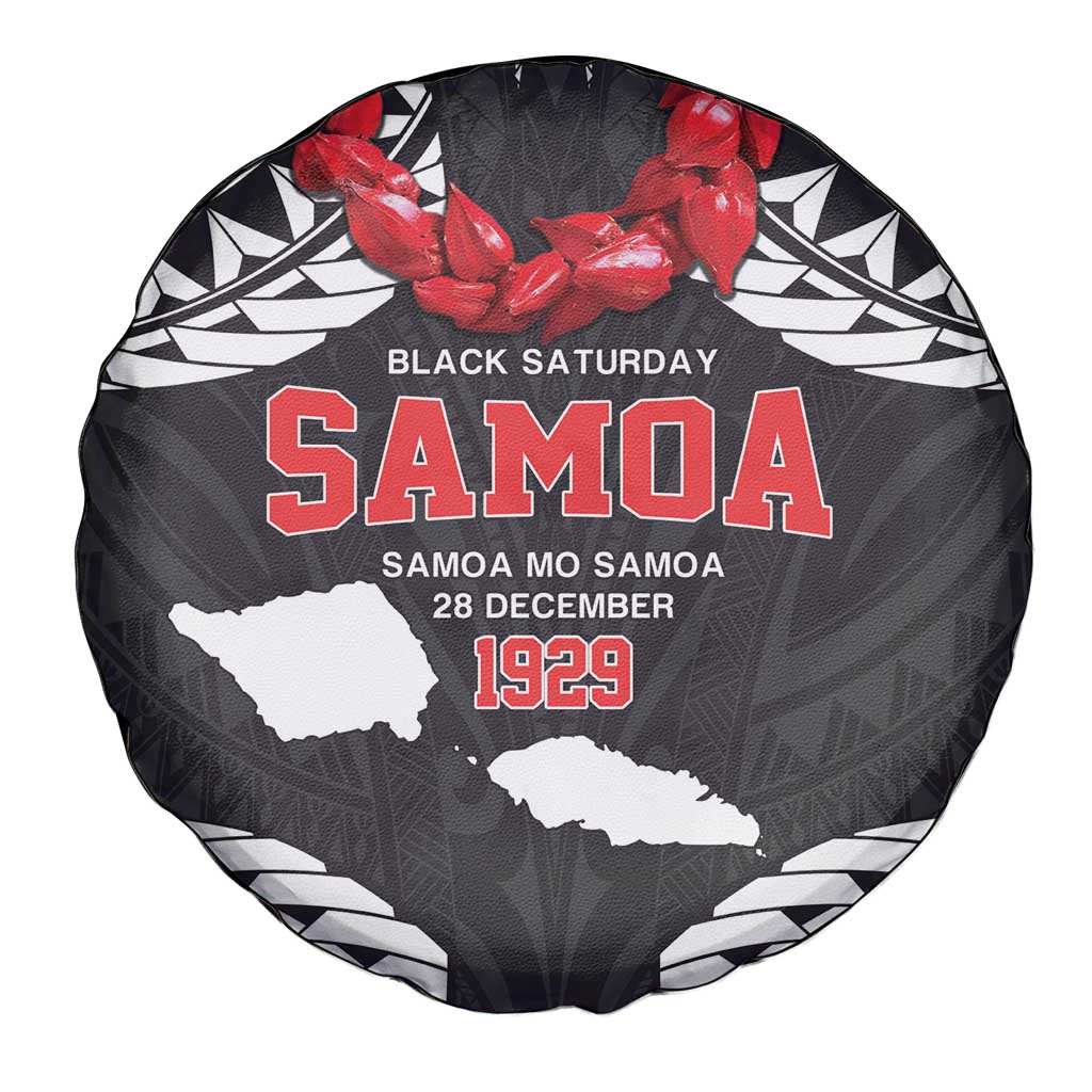 Samoa Black Saturday Spare Tire Cover Samoa mo Samoa with Black Ula Fala LT9 - Polynesian Pride