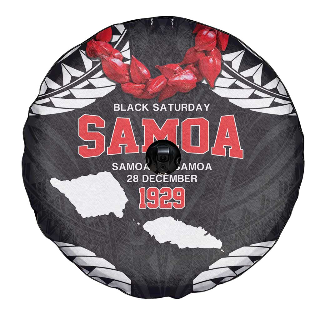 Samoa Black Saturday Spare Tire Cover Samoa mo Samoa with Black Ula Fala LT9 - Polynesian Pride