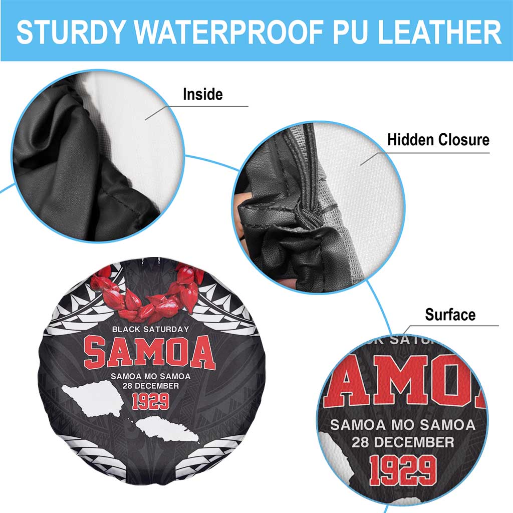Samoa Black Saturday Spare Tire Cover Samoa mo Samoa with Black Ula Fala LT9 - Polynesian Pride