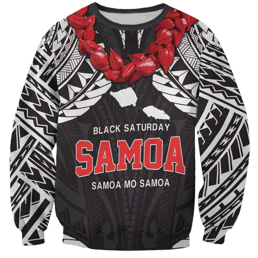 Samoa Black Saturday Sweatshirt Samoa mo Samoa with Black Ula Fala LT9 Unisex Black - Polynesian Pride