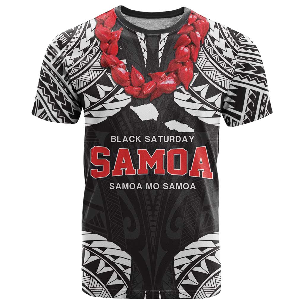 Samoa Black Saturday T Shirt Samoa mo Samoa with Black Ula Fala LT9 Black - Polynesian Pride