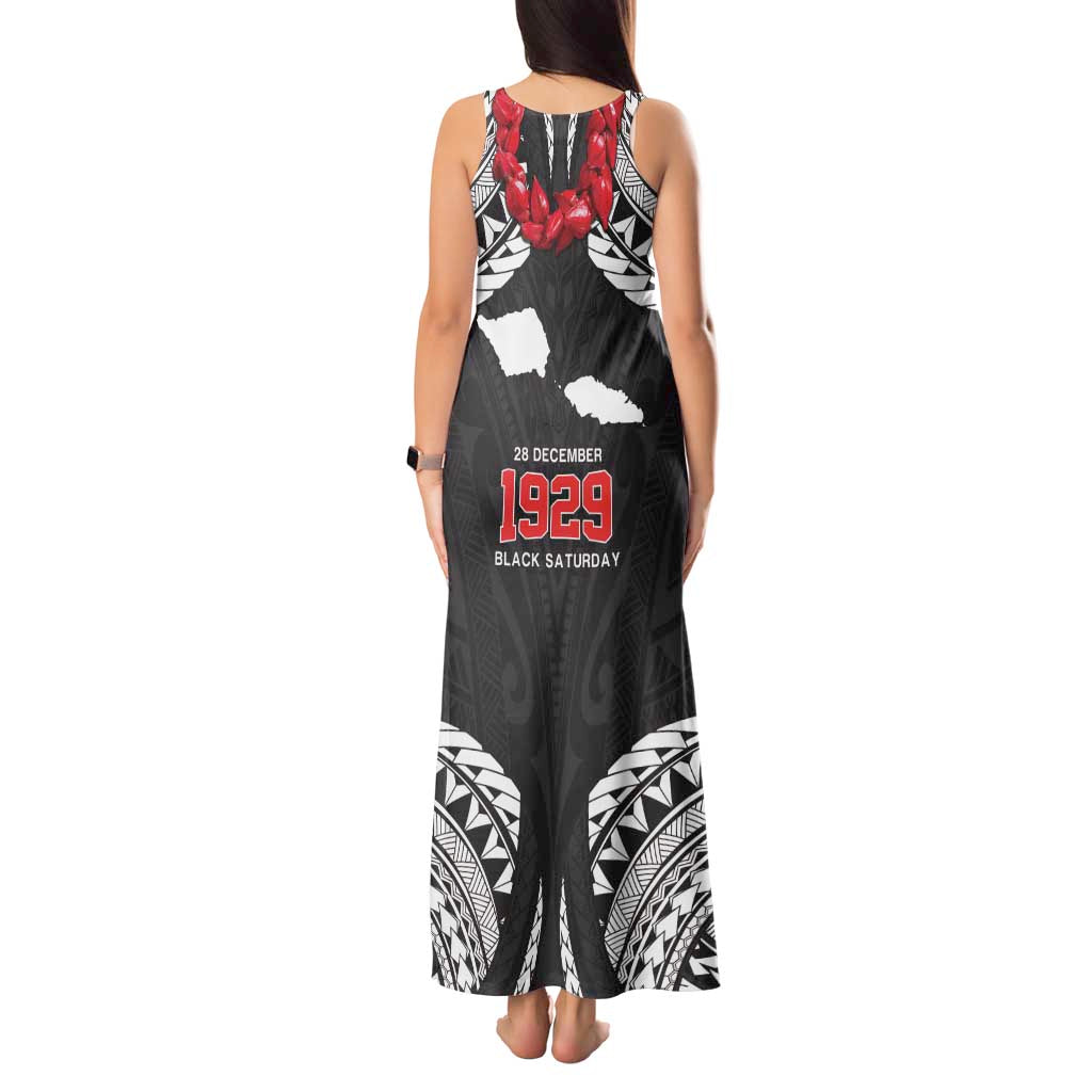 Samoa Black Saturday Tank Maxi Dress Samoa mo Samoa with Black Ula Fala LT9 - Polynesian Pride