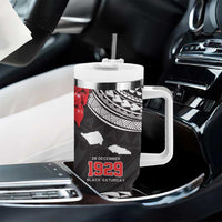 Samoa Black Saturday Tumbler With Handle Samoa mo Samoa with Black Ula Fala LT9 - Polynesian Pride