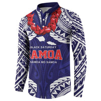 Samoa Black Saturday Button Sweatshirt Samoa mo Samoa with Blue Ula Fala LT9 - Polynesian Pride