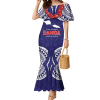 Samoa Black Saturday Mermaid Dress Samoa mo Samoa with Blue Ula Fala LT9 Women Blue - Polynesian Pride