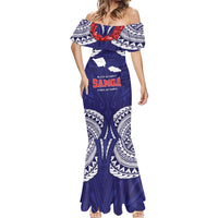 Samoa Black Saturday Mermaid Dress Samoa mo Samoa with Blue Ula Fala LT9 - Polynesian Pride