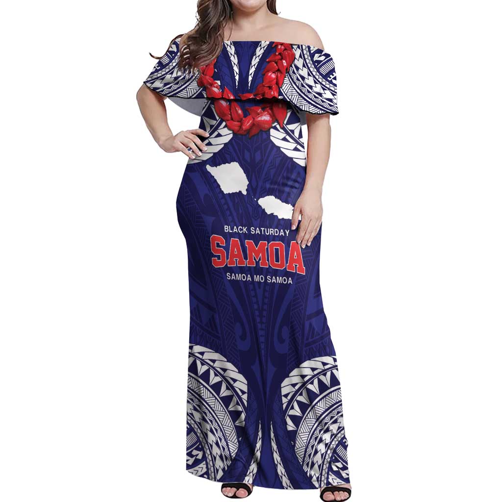 Samoa Black Saturday Off Shoulder Maxi Dress Samoa mo Samoa with Blue Ula Fala