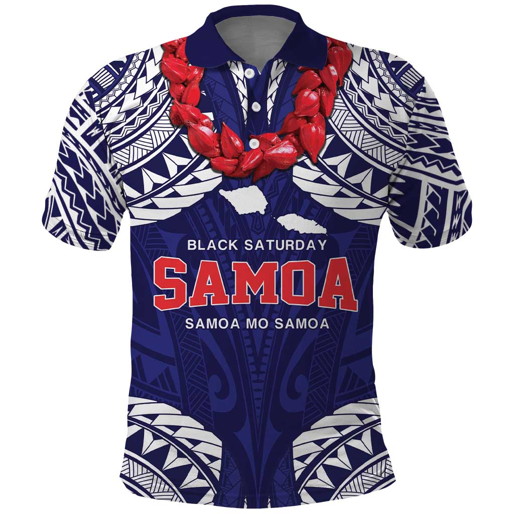 Samoa Black Saturday Polo Shirt Samoa mo Samoa with Blue Ula Fala LT9 Blue - Polynesian Pride