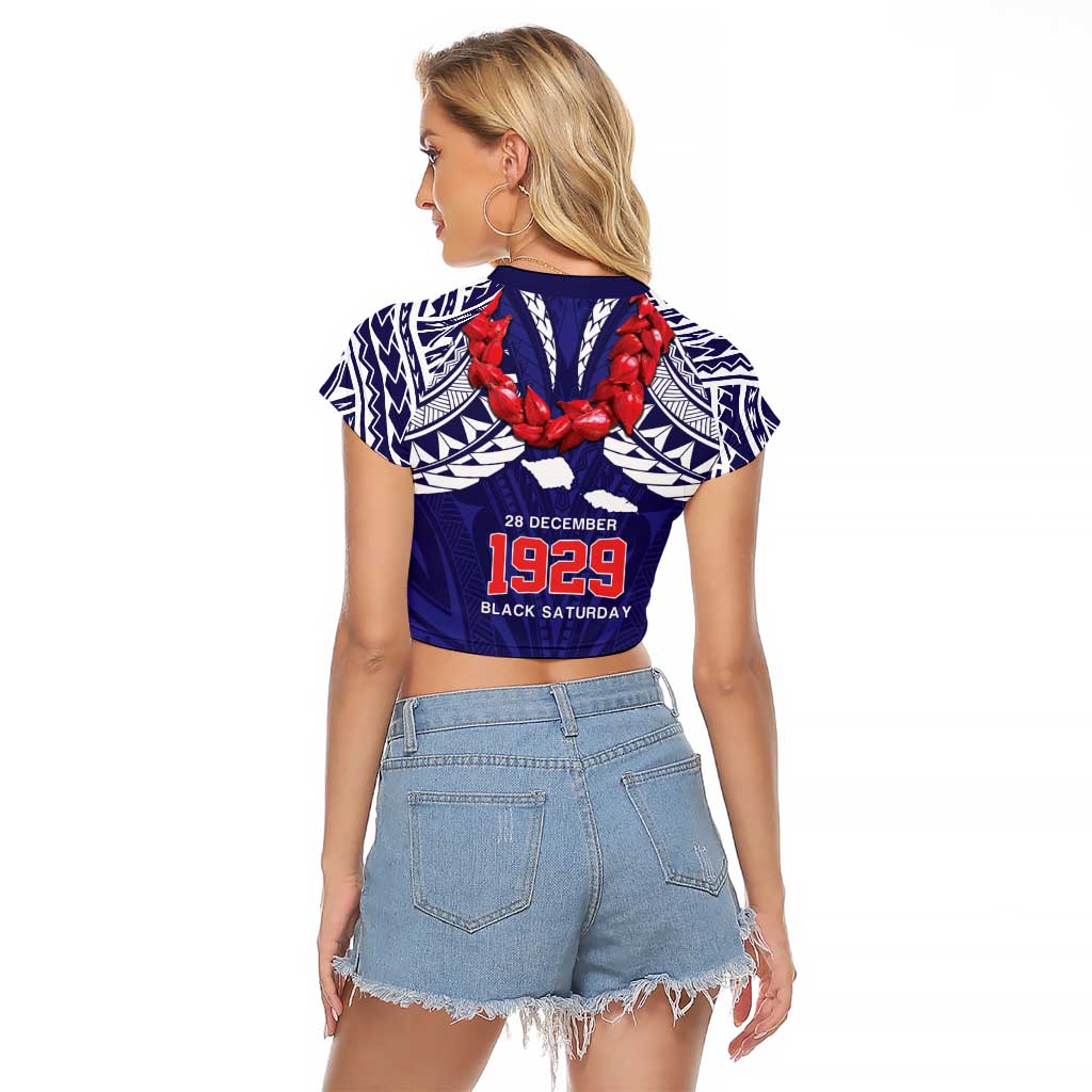 Samoa Black Saturday Raglan Cropped T Shirt Samoa mo Samoa with Blue Ula Fala LT9 - Polynesian Pride
