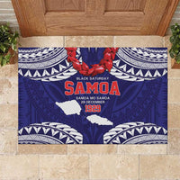 Samoa Black Saturday Rubber Doormat Samoa mo Samoa with Blue Ula Fala LT9 Blue - Polynesian Pride