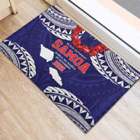 Samoa Black Saturday Rubber Doormat Samoa mo Samoa with Blue Ula Fala LT9 - Polynesian Pride