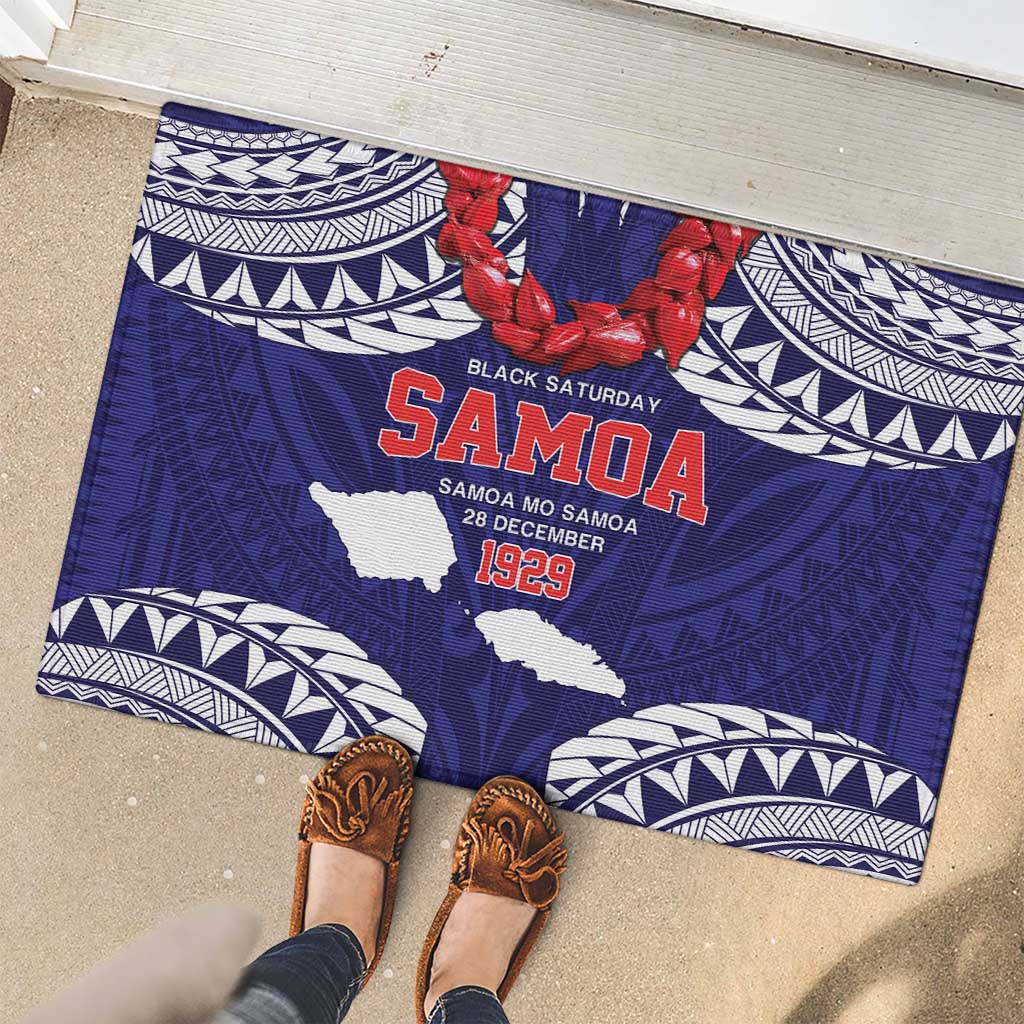 Samoa Black Saturday Rubber Doormat Samoa mo Samoa with Blue Ula Fala LT9 - Polynesian Pride