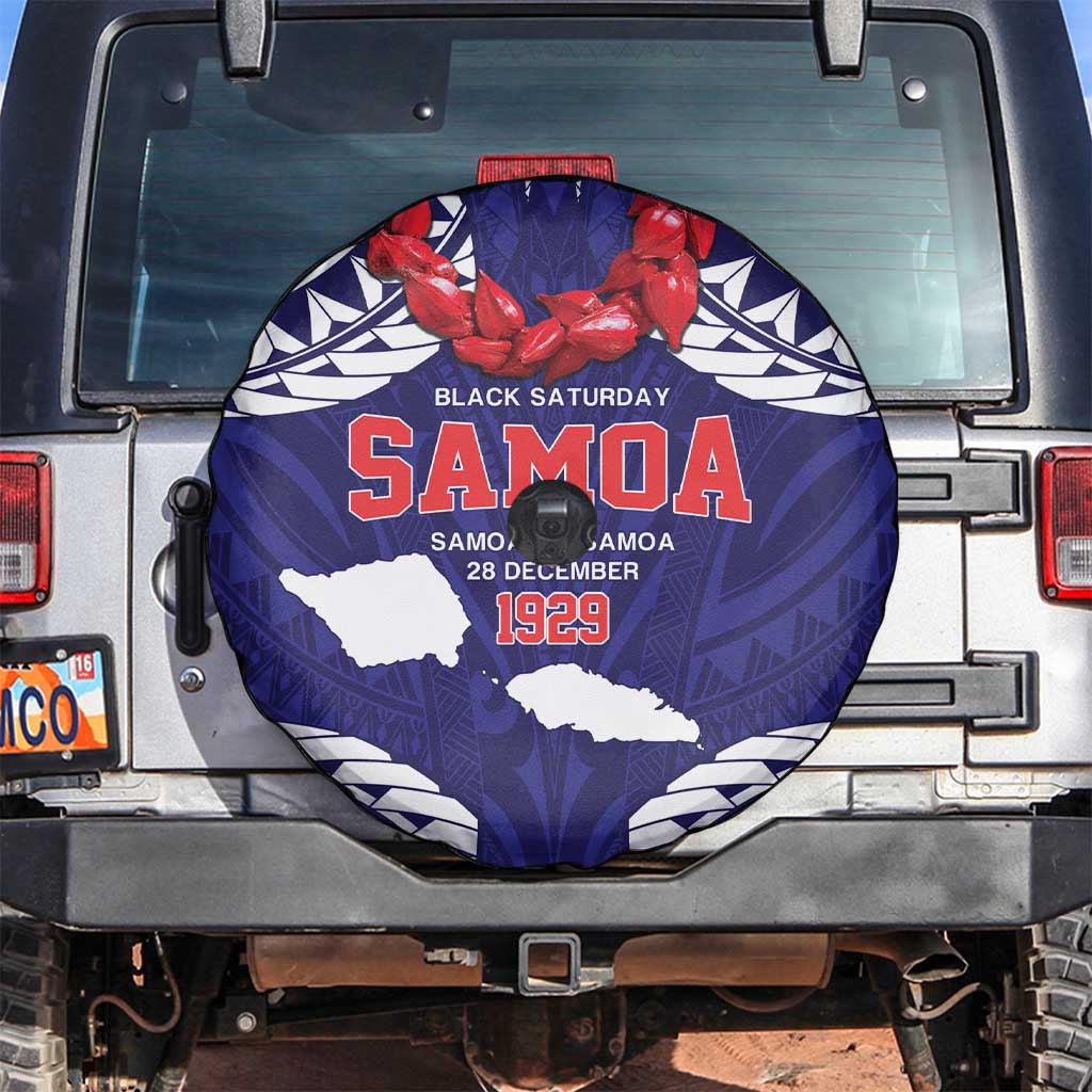 Samoa Black Saturday Spare Tire Cover Samoa mo Samoa with Blue Ula Fala LT9 Blue - Polynesian Pride