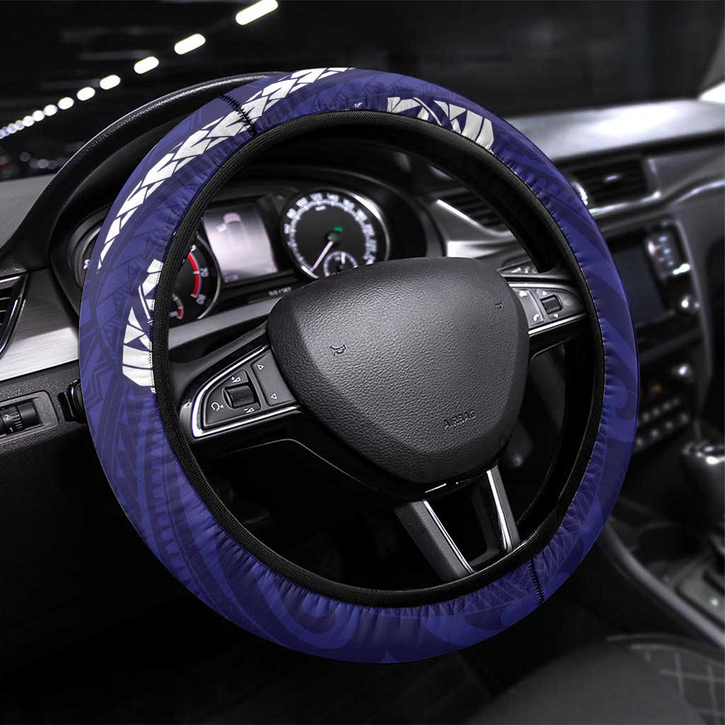 Samoa Black Saturday Steering Wheel Cover Samoa mo Samoa with Blue Ula Fala LT9 Universal Fit Blue - Polynesian Pride