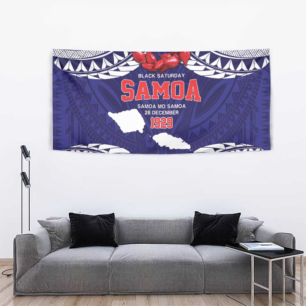 Samoa Black Saturday Tapestry Samoa mo Samoa with Blue Ula Fala LT9 - Polynesian Pride
