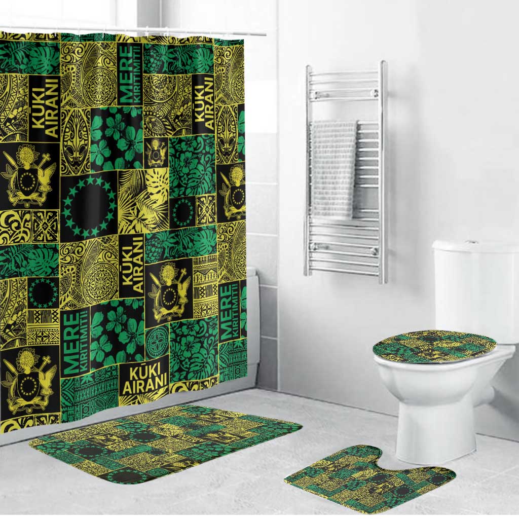 Cook Islands Mere Kiritimiti Bathroom Set Pacific Patchwork Xmas Vibes LT9 Bathroom Set (4 pcs) Green - Polynesian Pride