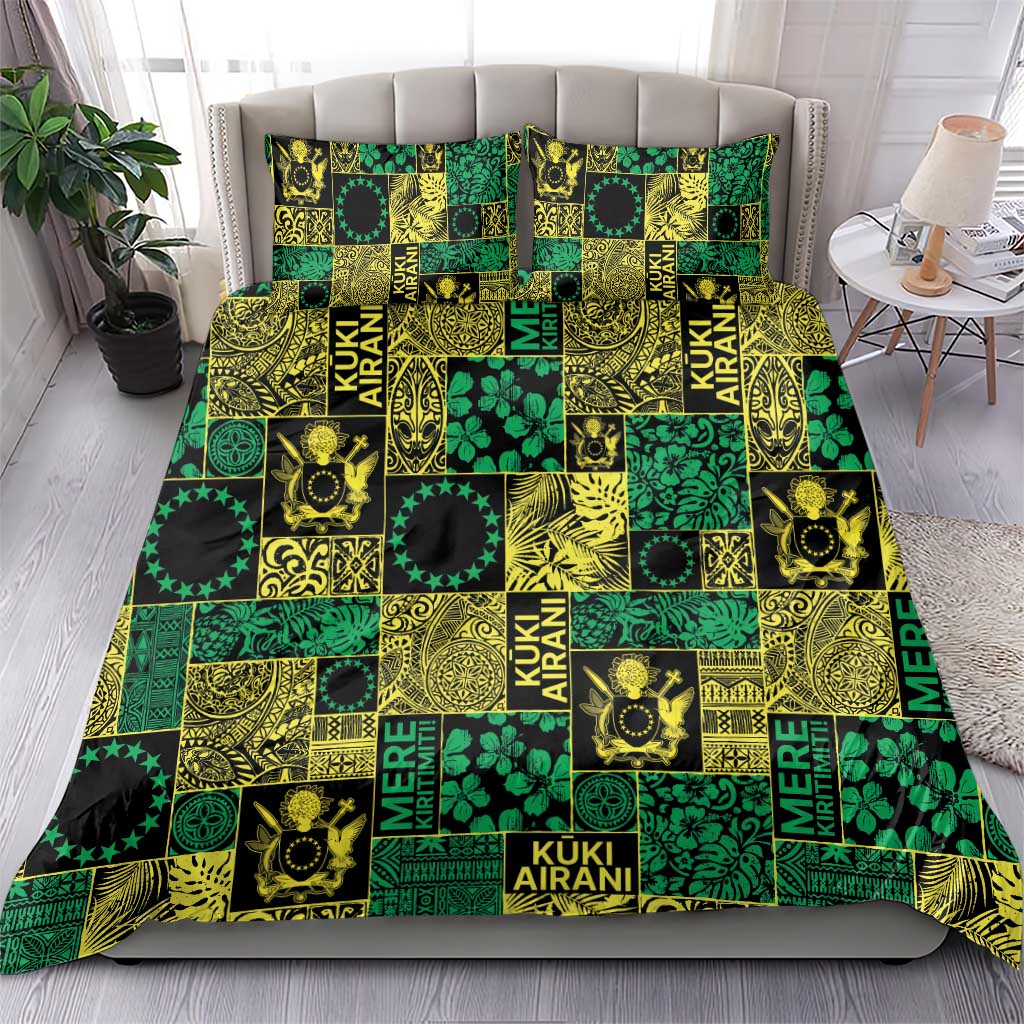 Cook Islands Mere Kiritimiti Bedding Set Pacific Patchwork Xmas Vibes LT9 - Polynesian Pride