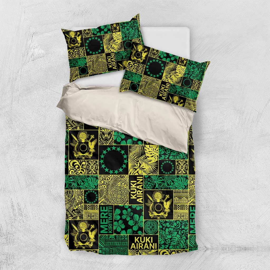 Cook Islands Mere Kiritimiti Bedding Set Pacific Patchwork Xmas Vibes LT9 US Twin 172cm x 218cm Green - Polynesian Pride